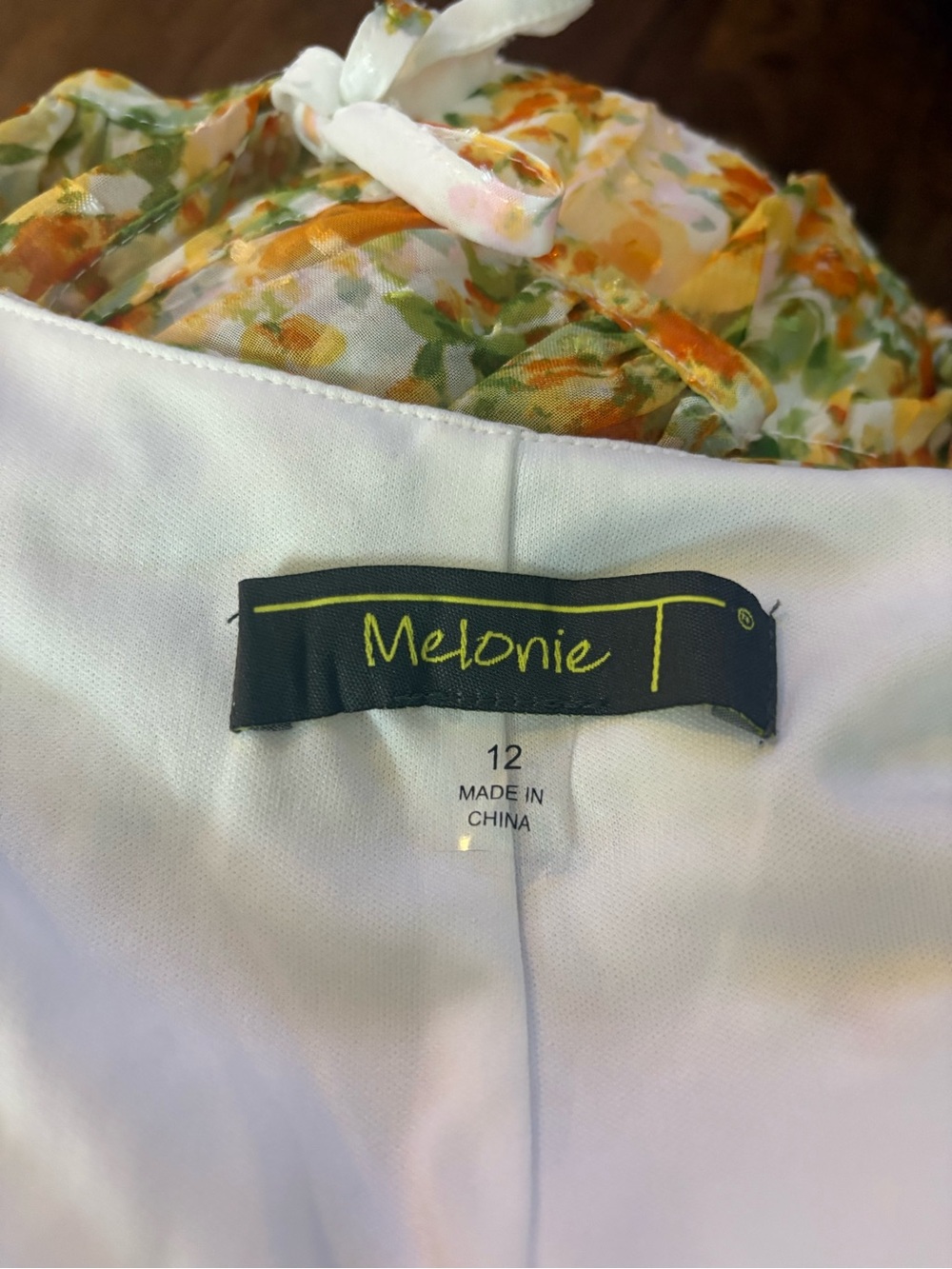 Melonie Women Sz 12 Floral buttoned smocked tie balloon sleeve V-Neck Maxi Dress - Picture 10 of 12